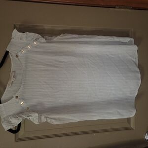 White Cap Sleeve Buttoned Blouse with Peter Pan Collar